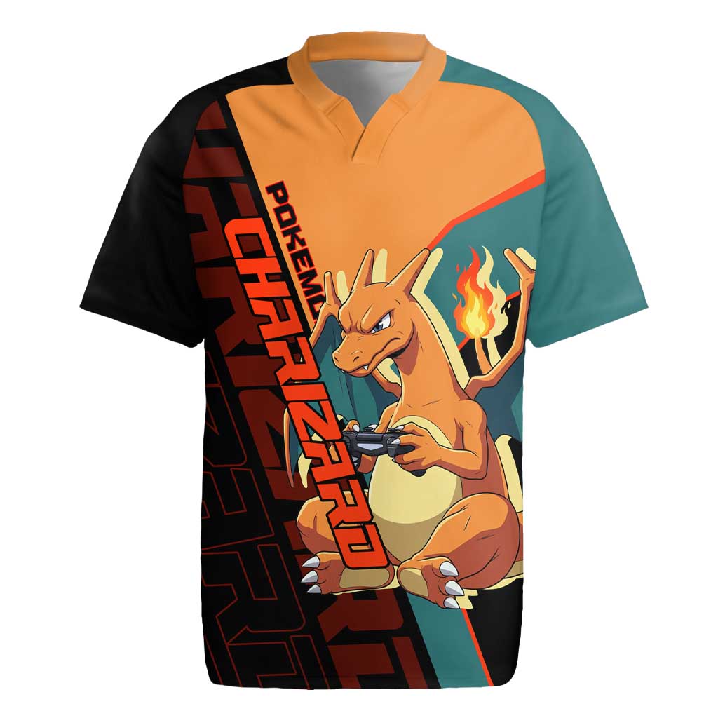 Charizard Poké Rugby Jersey Retro Anime Gaming Style