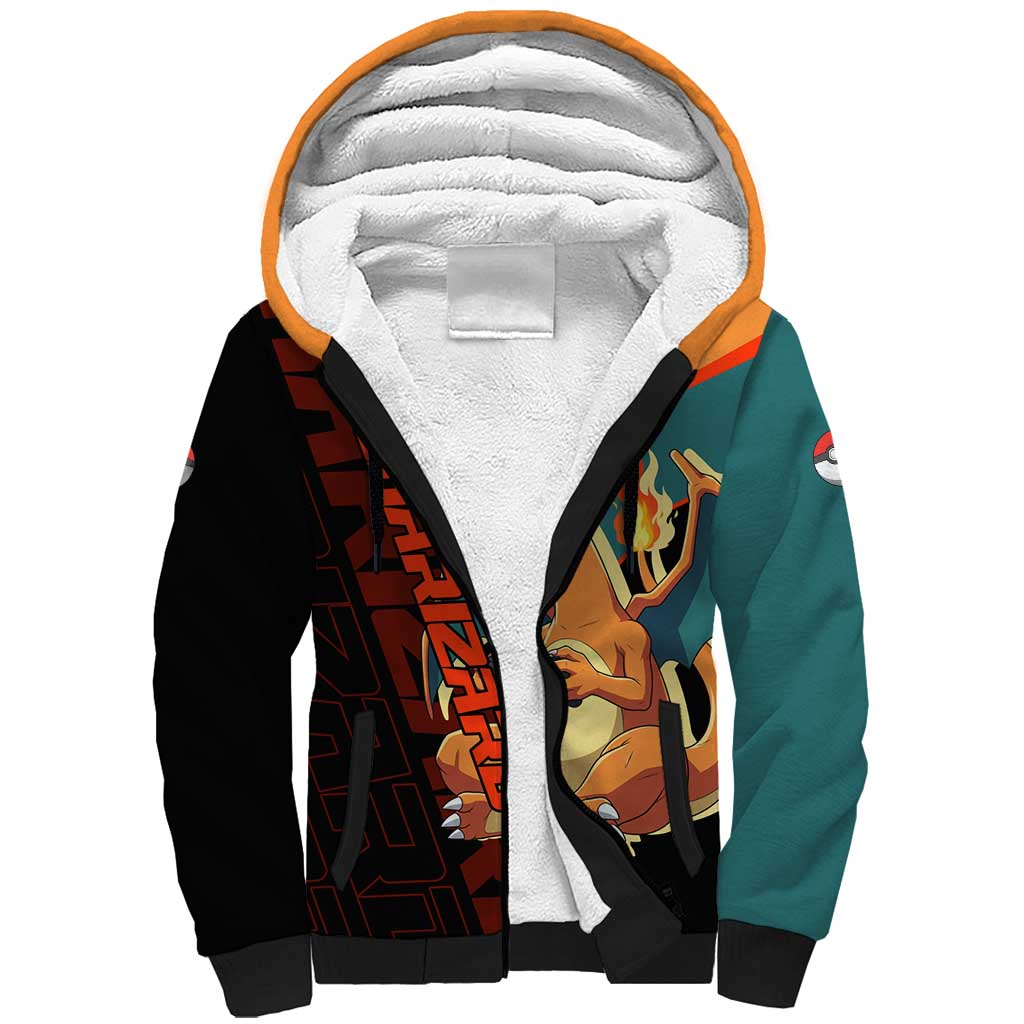 Charizard Poké Sherpa Hoodie Retro Anime Gaming Style