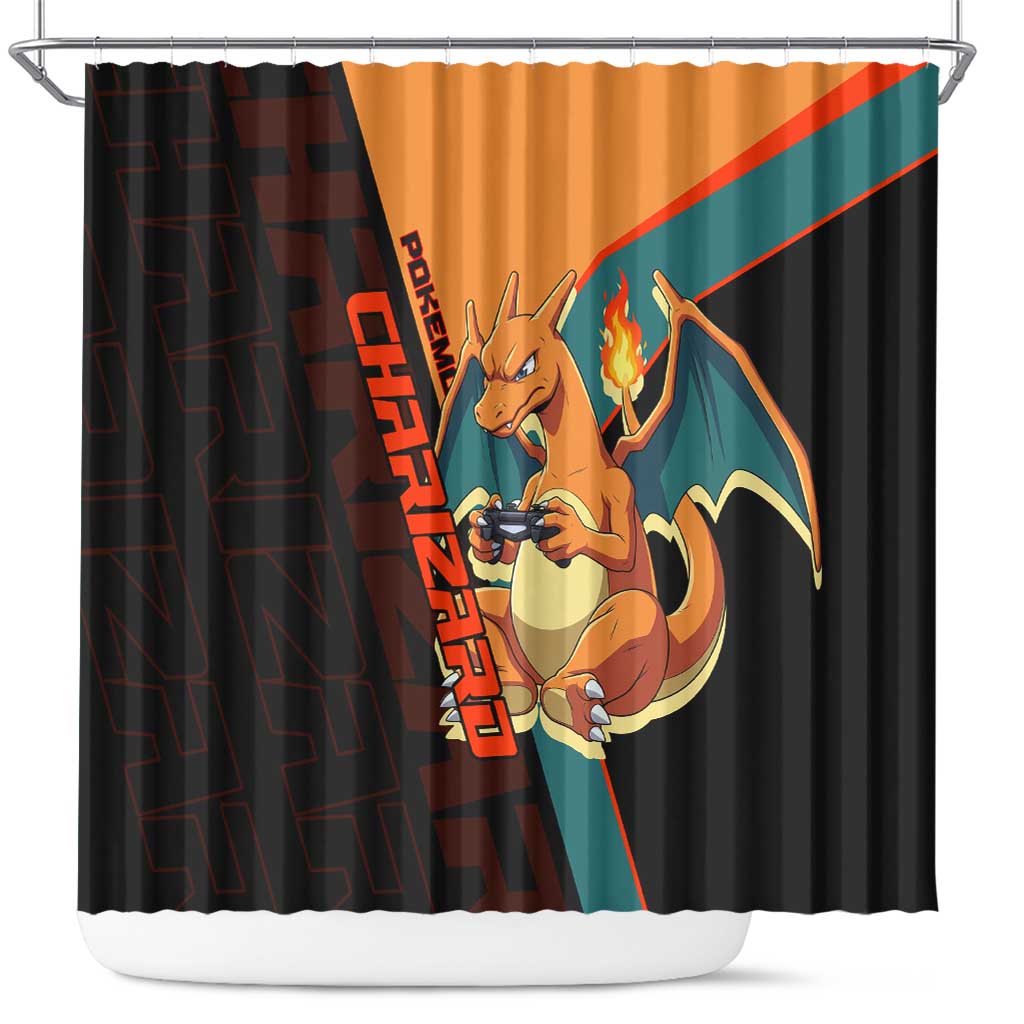 Charizard Poké Shower Curtain Retro Anime Gaming Style