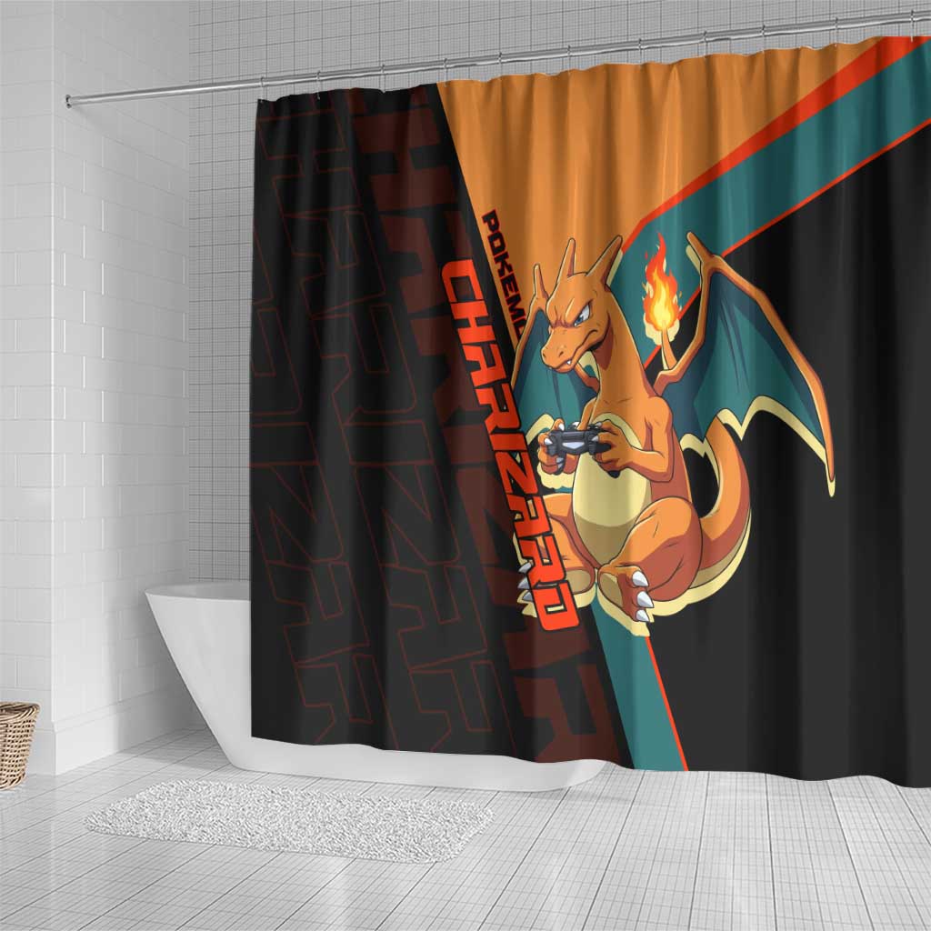 Charizard Poké Shower Curtain Retro Anime Gaming Style