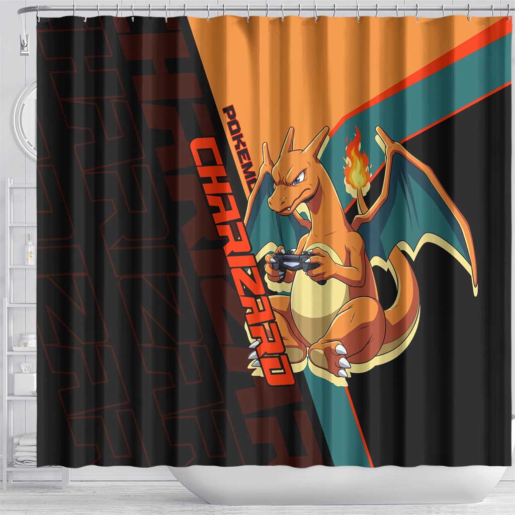 Charizard Poké Shower Curtain Retro Anime Gaming Style