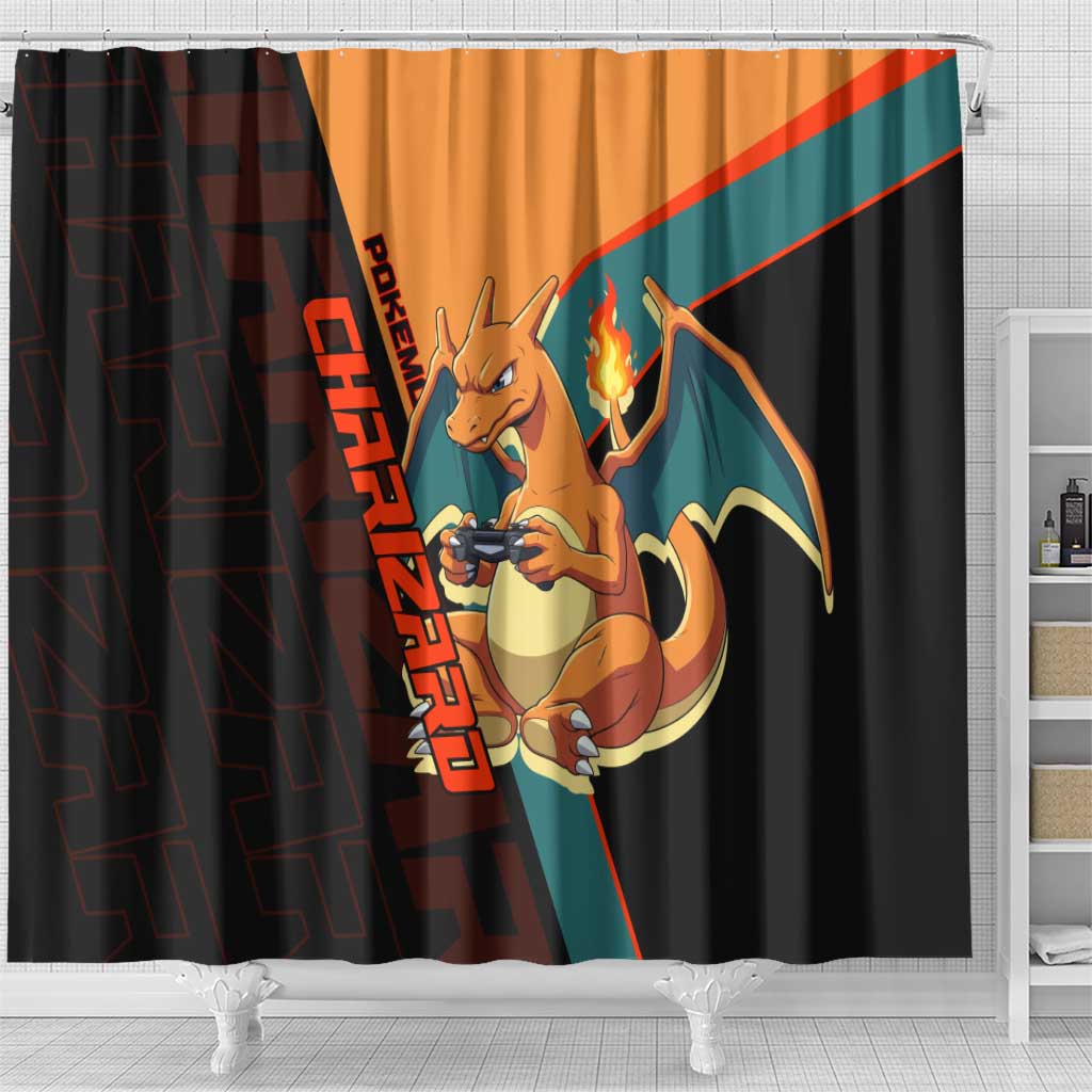Charizard Poké Shower Curtain Retro Anime Gaming Style