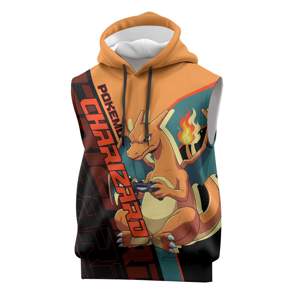 Charizard Poké Sleeveless Hoodie Retro Anime Gaming Style