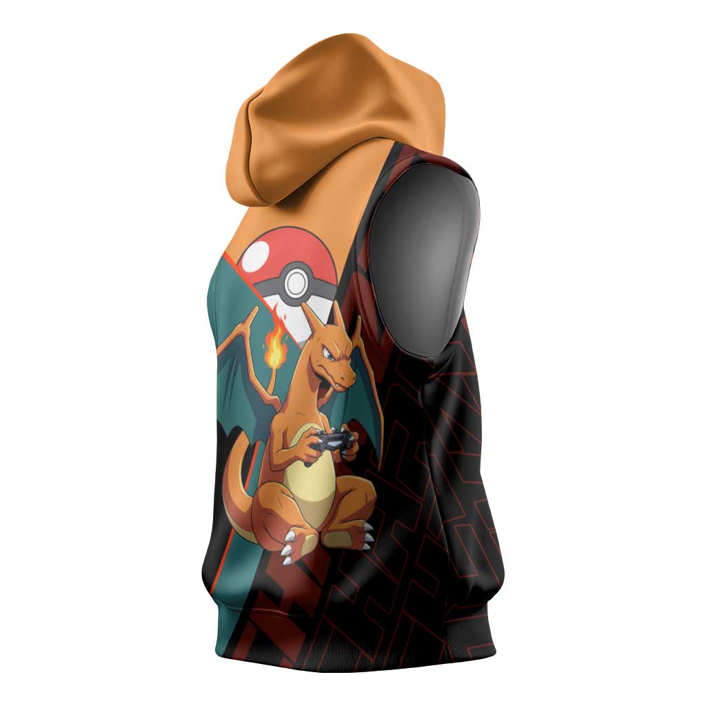 Charizard Poké Sleeveless Hoodie Retro Anime Gaming Style