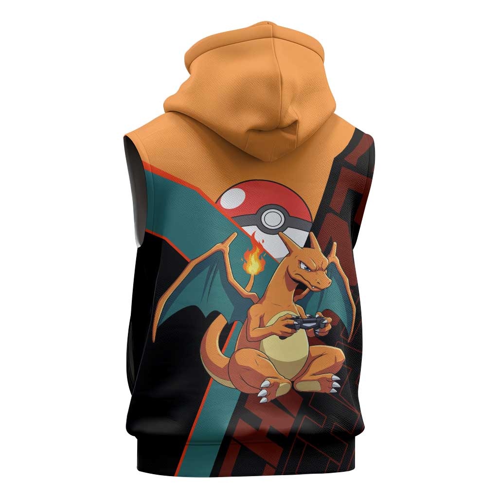 Charizard Poké Sleeveless Zip Hoodie Retro Anime Gaming Style