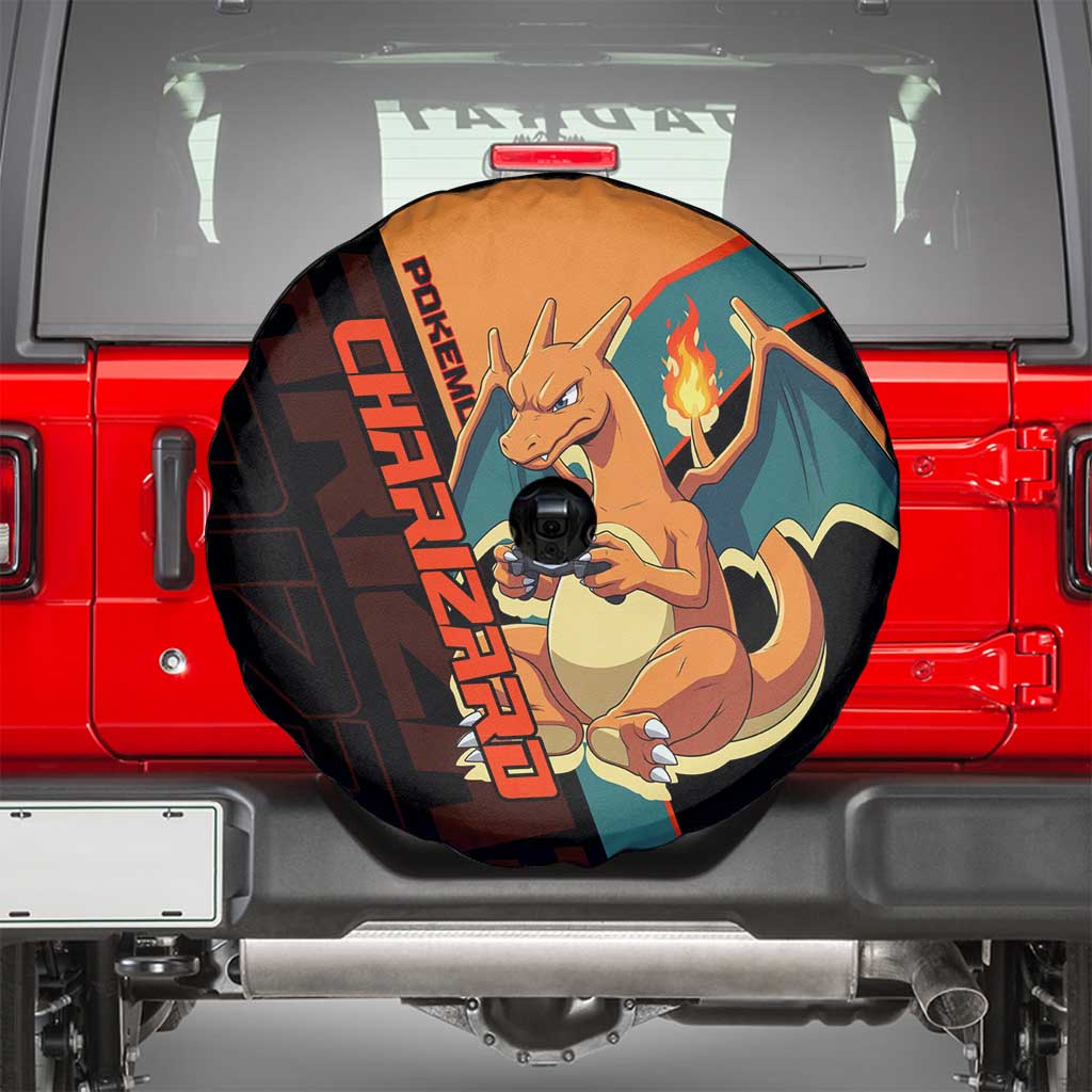 Charizard Poké Spare Tire Cover Retro Anime Gaming Style