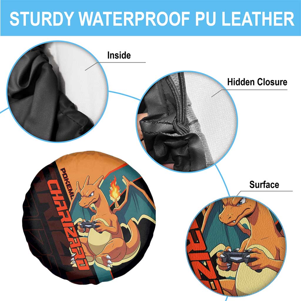 Charizard Poké Spare Tire Cover Retro Anime Gaming Style