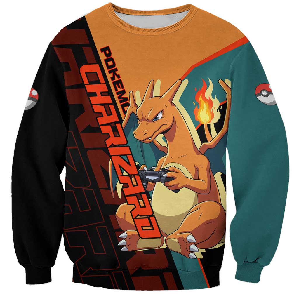 Charizard Poké Sweatshirt Retro Anime Gaming Style