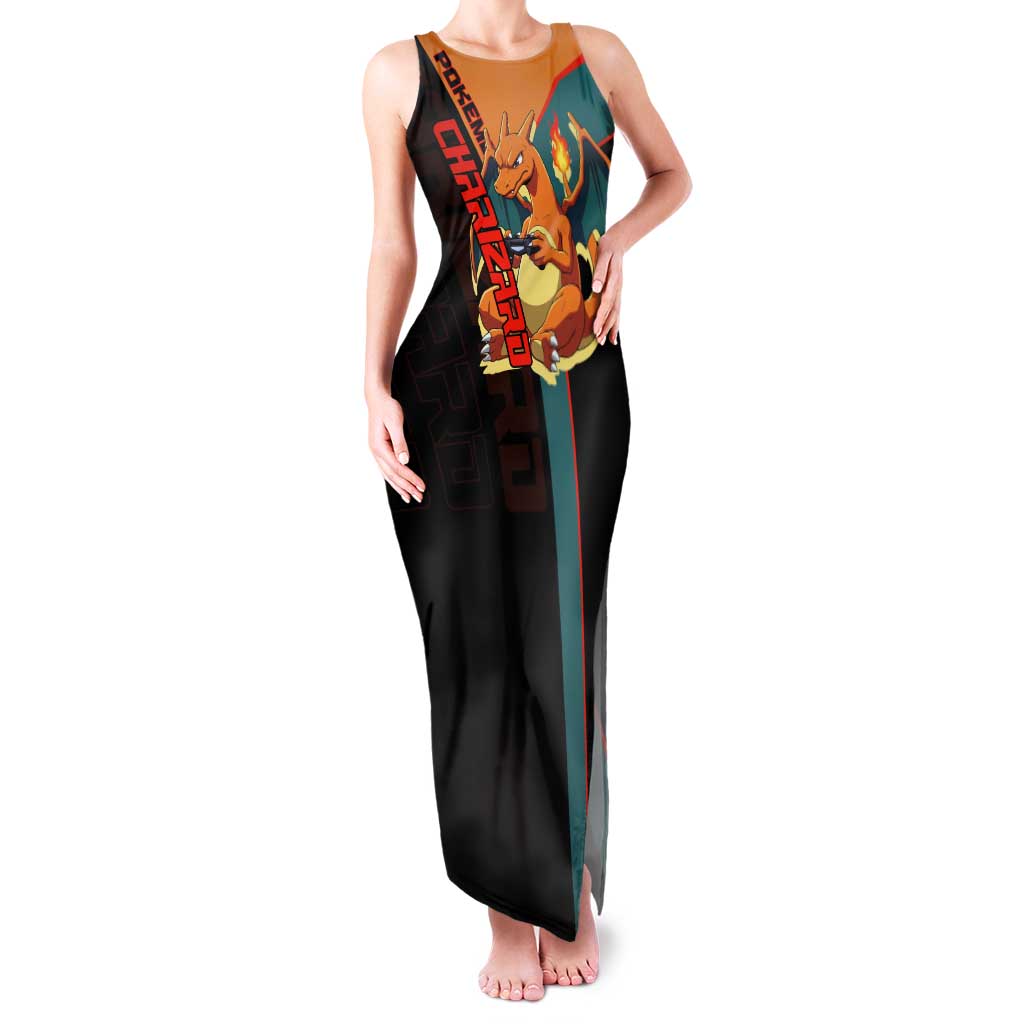 Charizard Poké Tank Maxi Dress Retro Anime Gaming Style