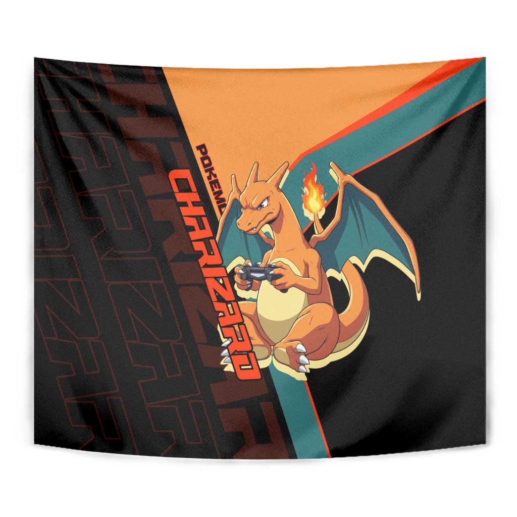 Charizard Poké Tapestry Retro Anime Gaming Style