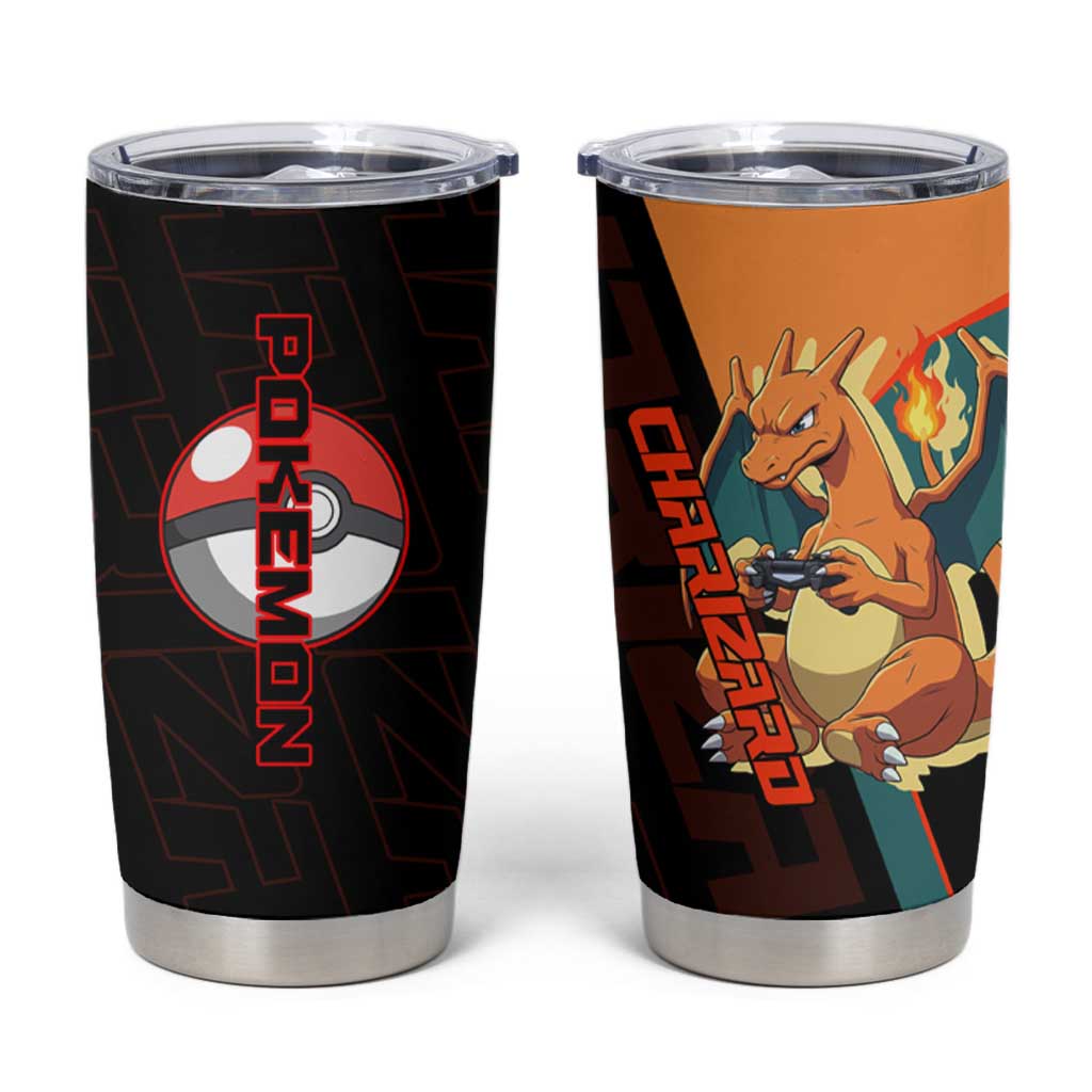 Charizard Poké Tumbler Cup Retro Anime Gaming Style