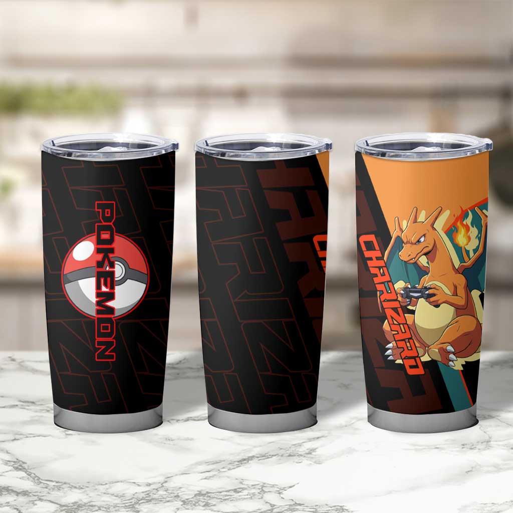 Charizard Poké Tumbler Cup Retro Anime Gaming Style