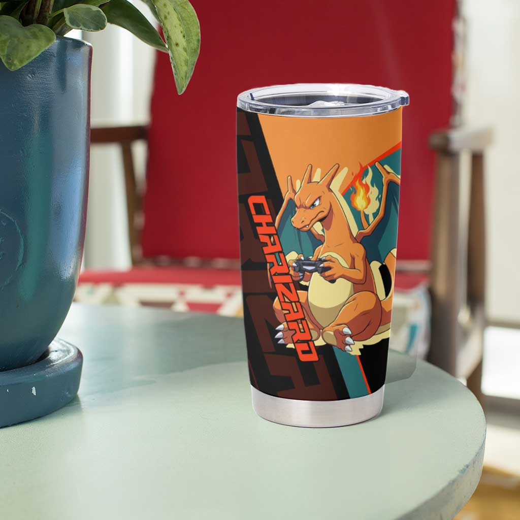 Charizard Poké Tumbler Cup Retro Anime Gaming Style
