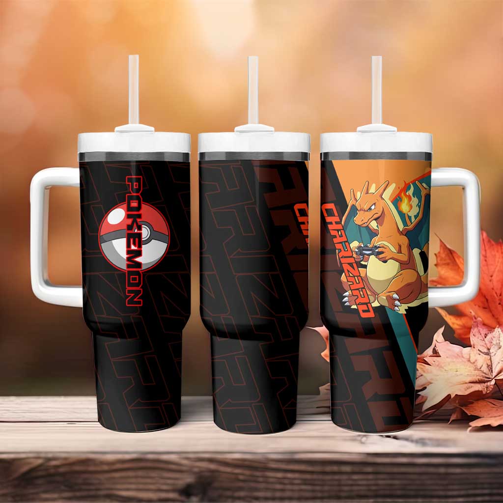 Charizard Poké Tumbler With Handle Retro Anime Gaming Style