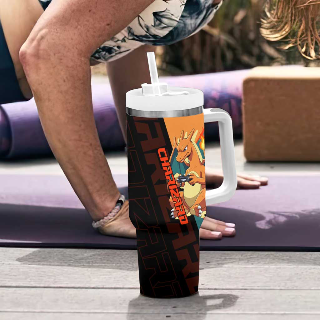 Charizard Poké Tumbler With Handle Retro Anime Gaming Style