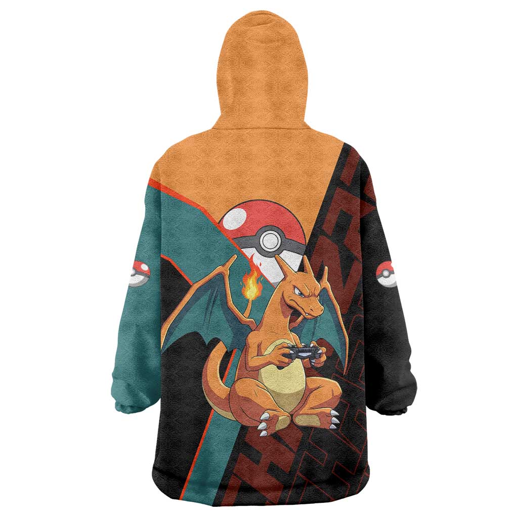Charizard Poké Wearable Blanket Hoodie Retro Anime Gaming Style