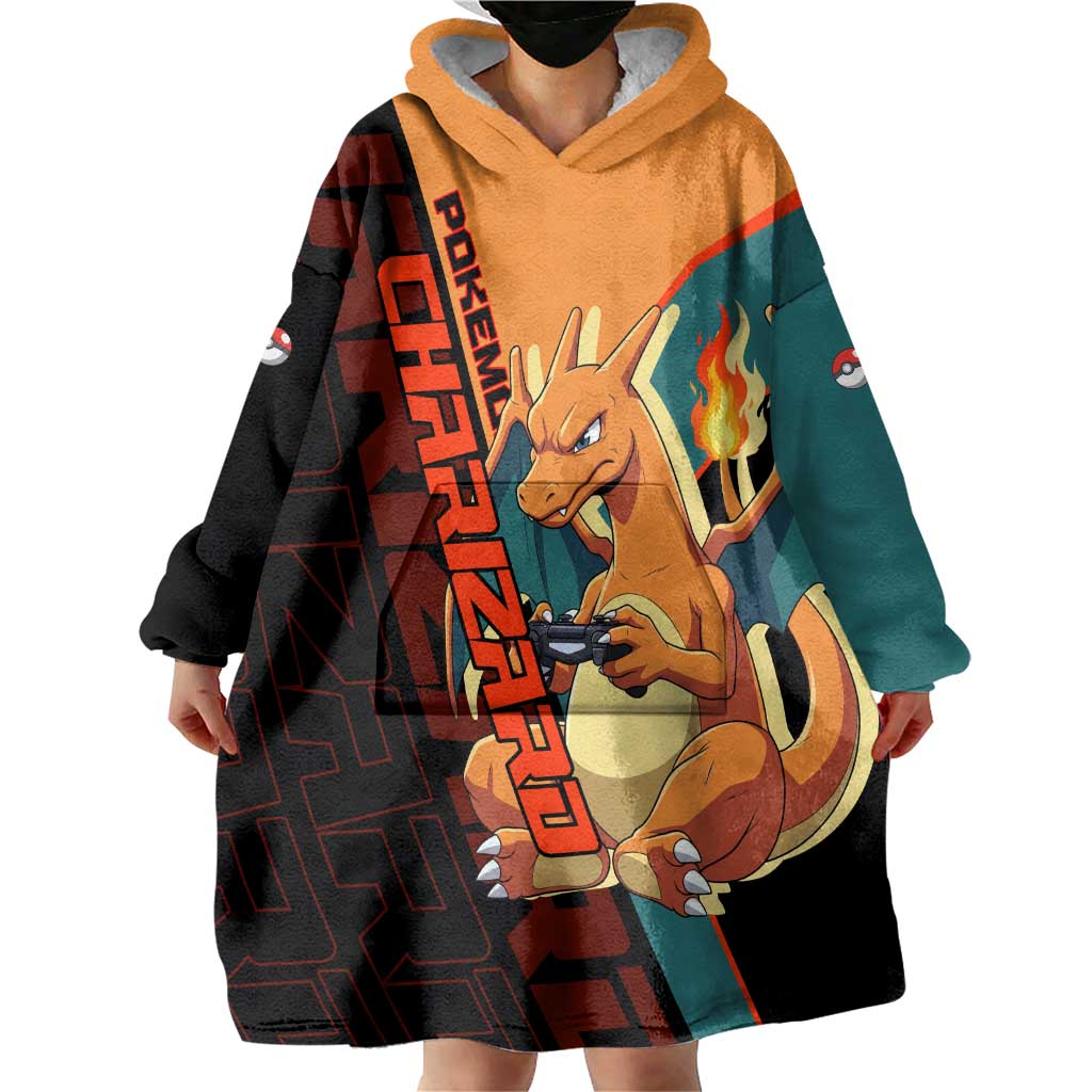 Charizard Poké Wearable Blanket Hoodie Retro Anime Gaming Style