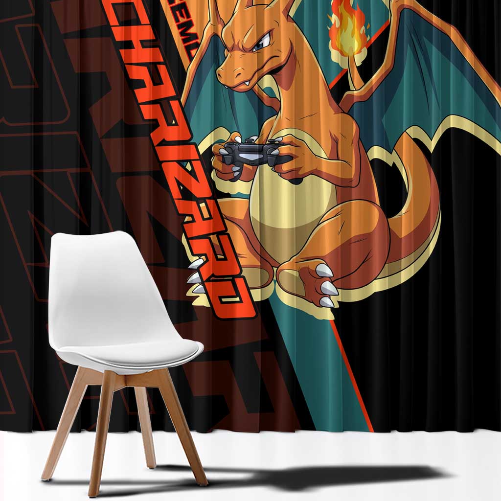 Charizard Poké Window Curtain Retro Anime Gaming Style