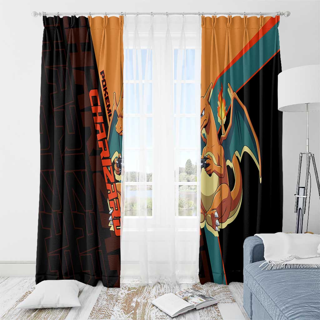 Charizard Poké Window Curtain Retro Anime Gaming Style