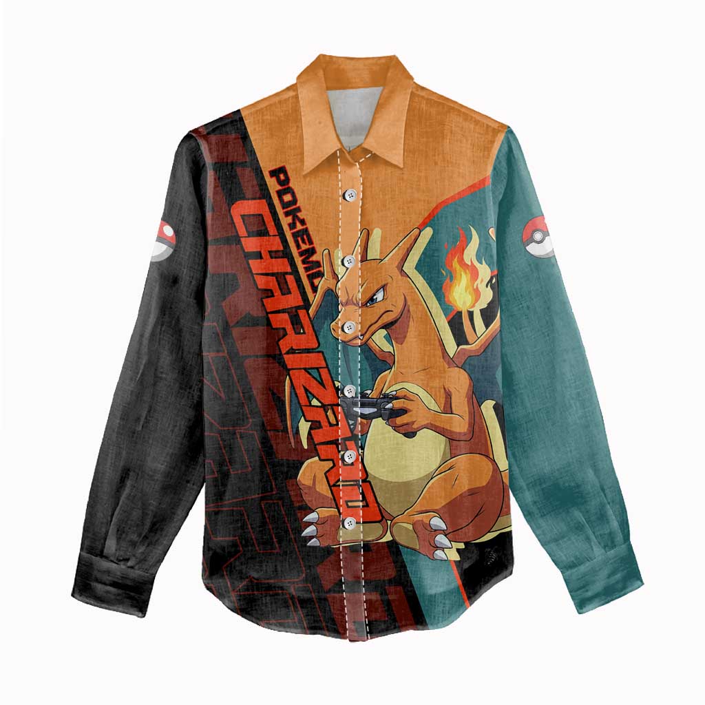 Charizard Poké Women Casual Shirt Retro Anime Gaming Style