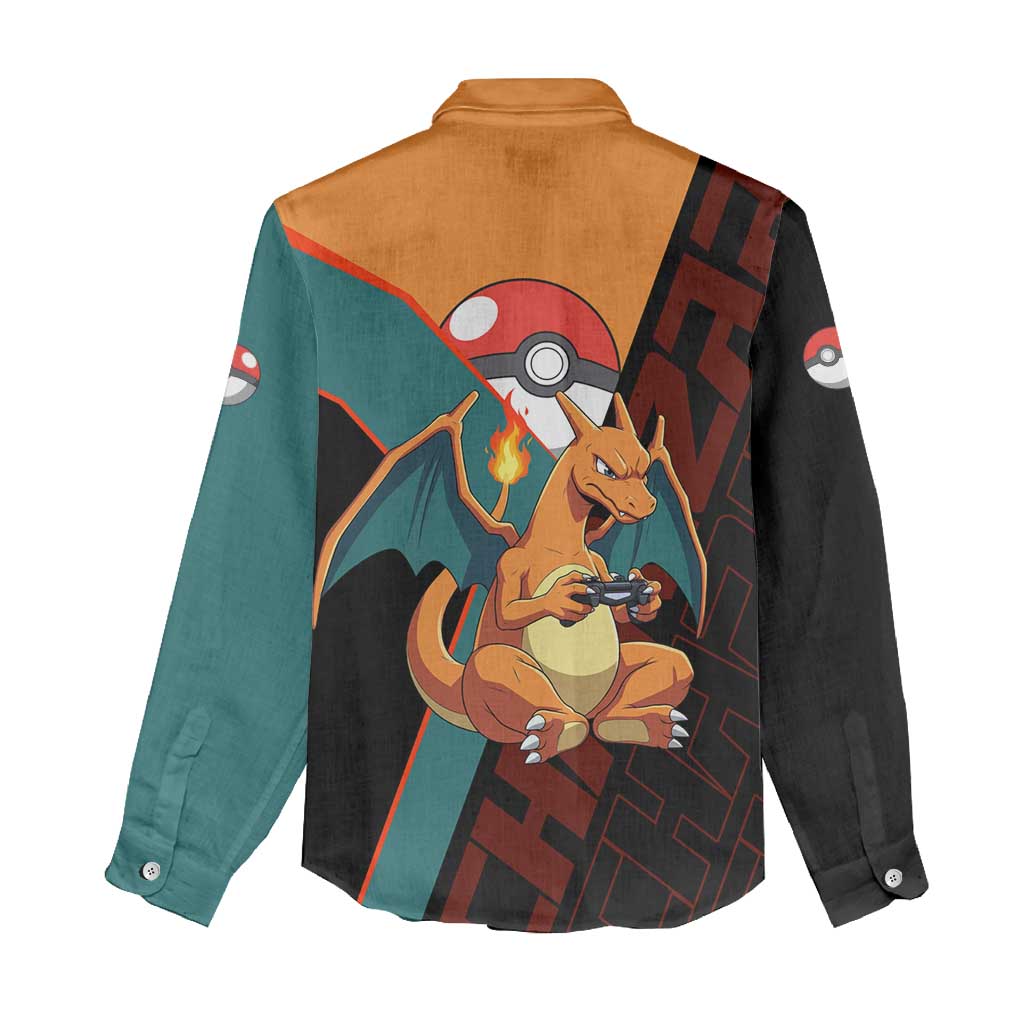 Charizard Poké Women Casual Shirt Retro Anime Gaming Style