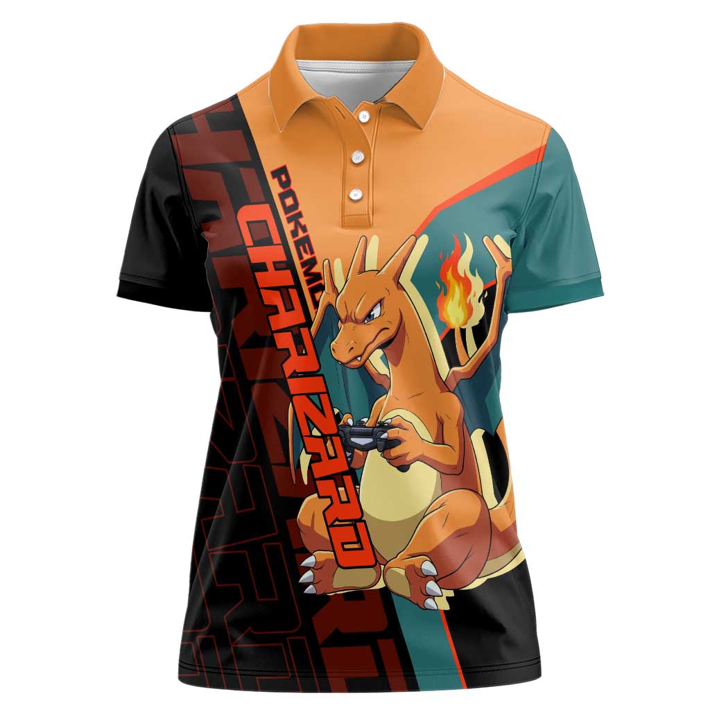 Charizard Poké Women Polo Shirt Retro Anime Gaming Style