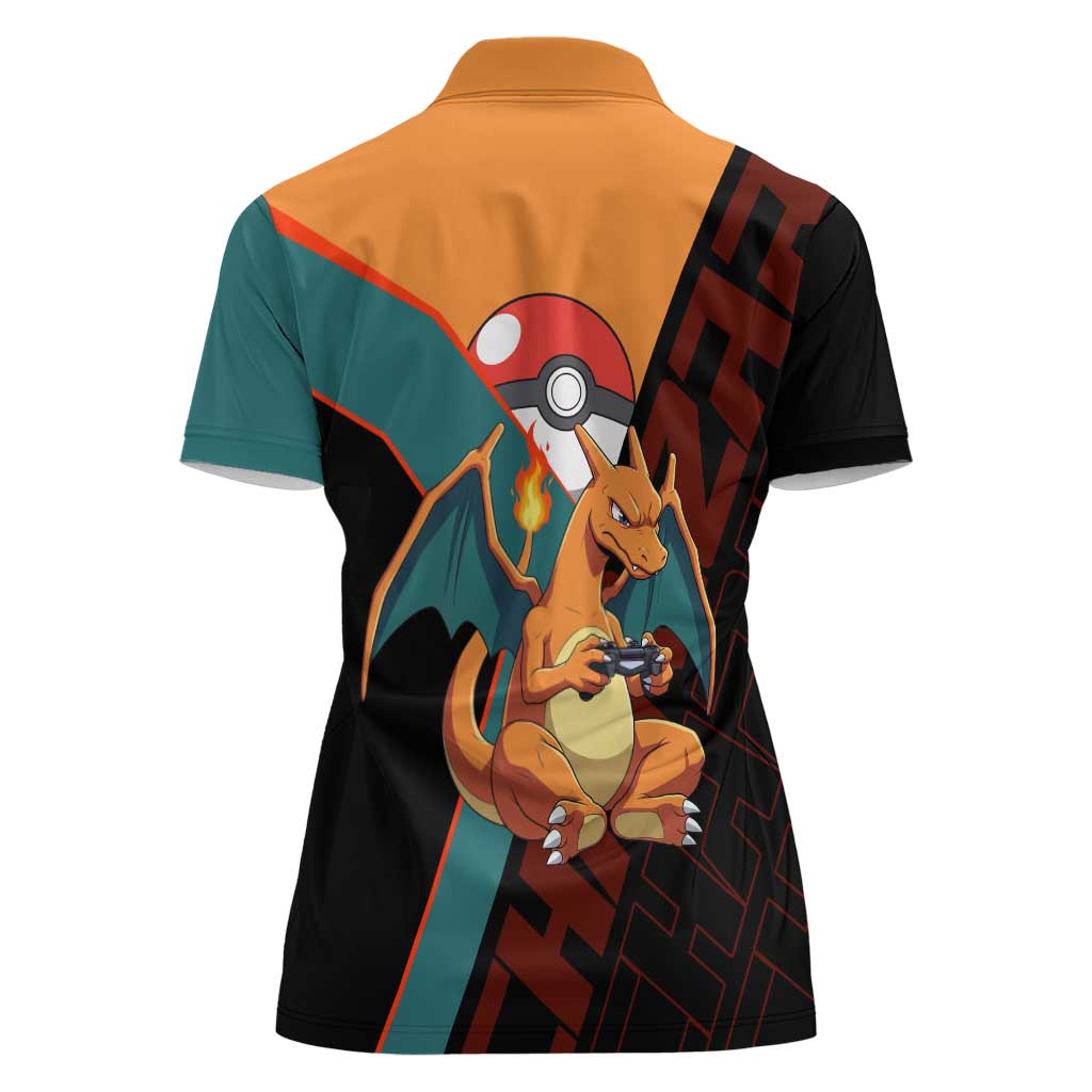 Charizard Poké Women Polo Shirt Retro Anime Gaming Style