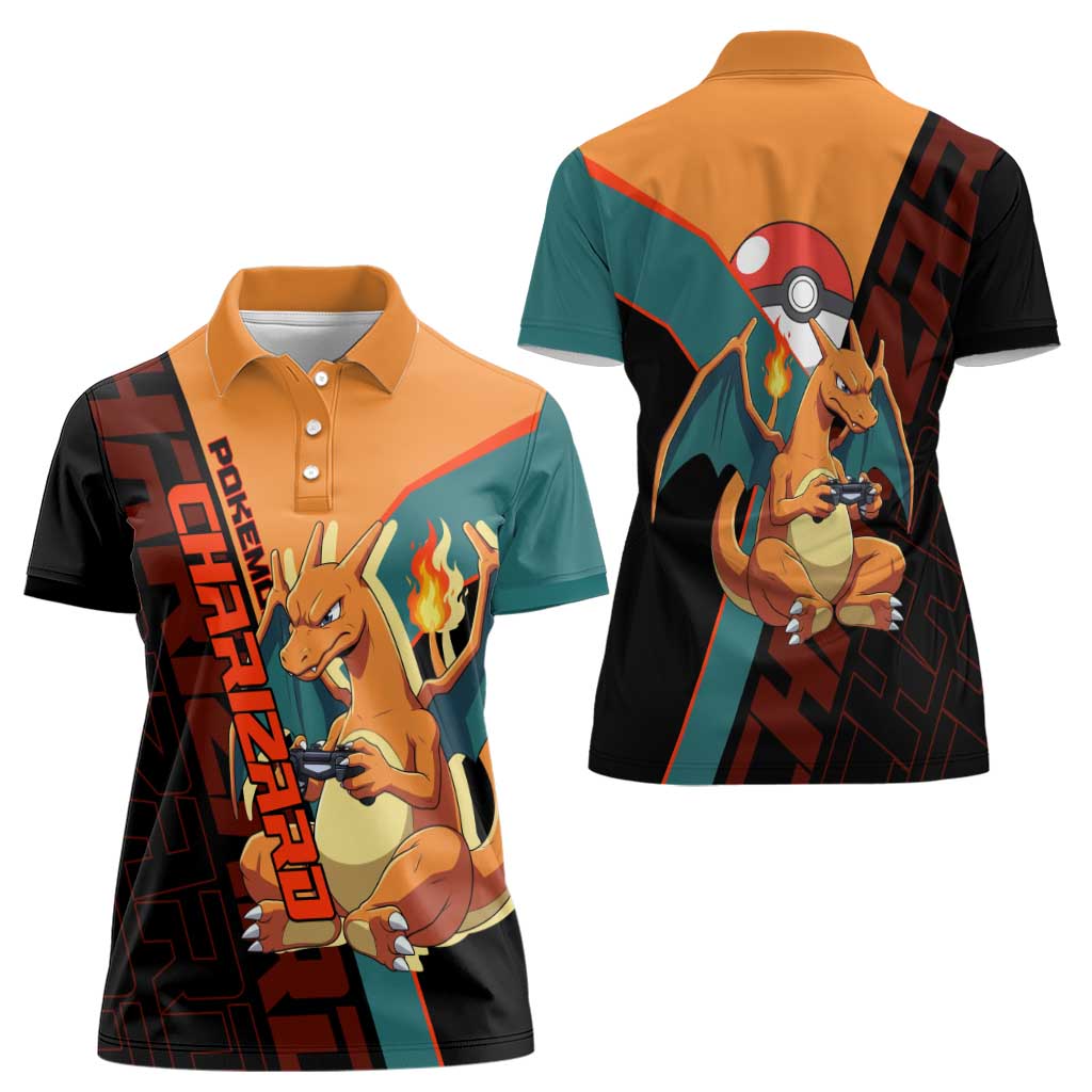 Charizard Poké Women Polo Shirt Retro Anime Gaming Style