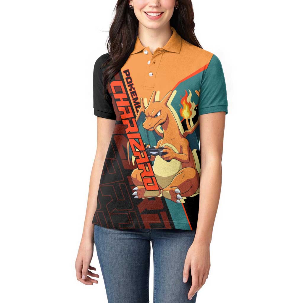 Charizard Poké Women Polo Shirt Retro Anime Gaming Style