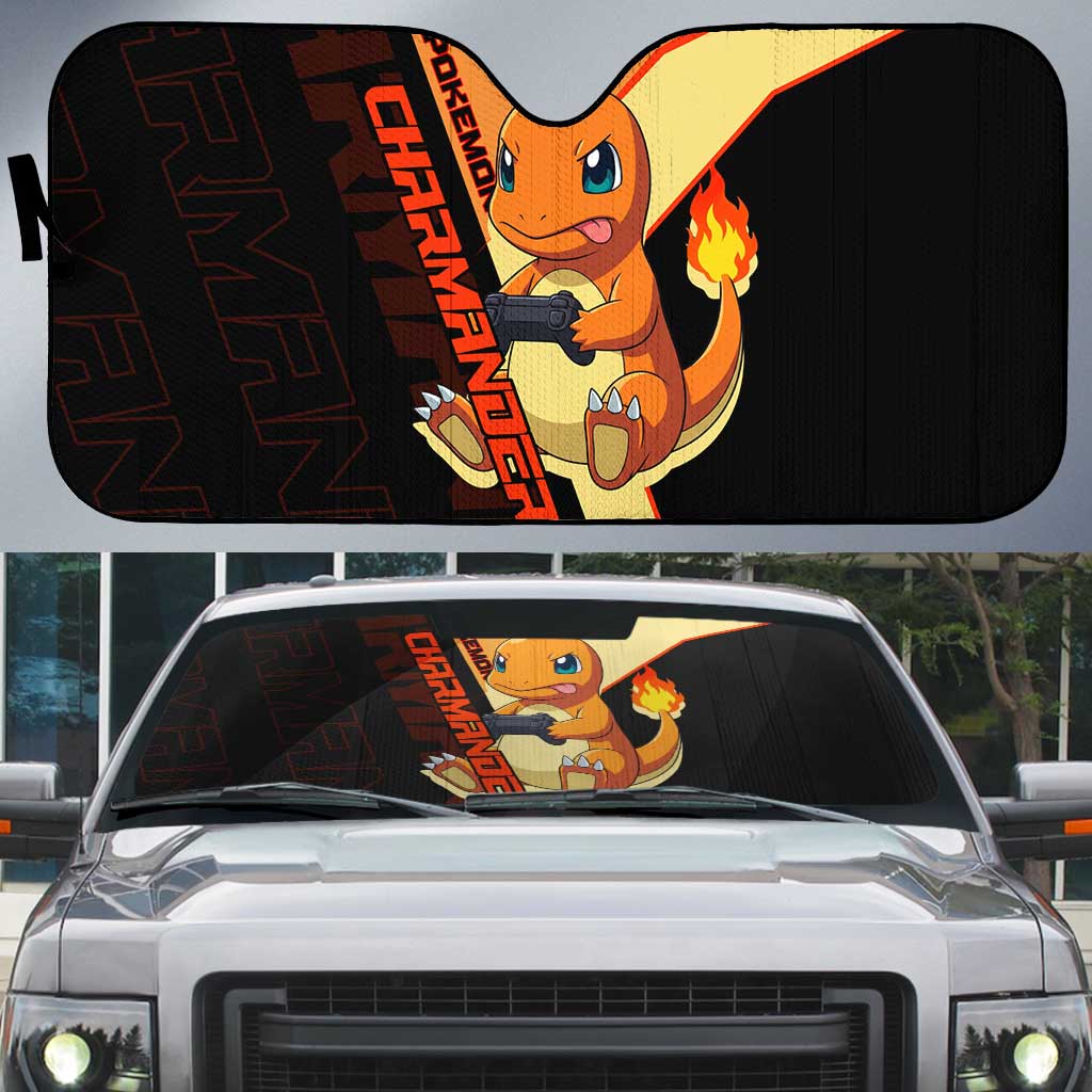 Charmander Poké Auto Sun Shade Playful Retro Anime Style