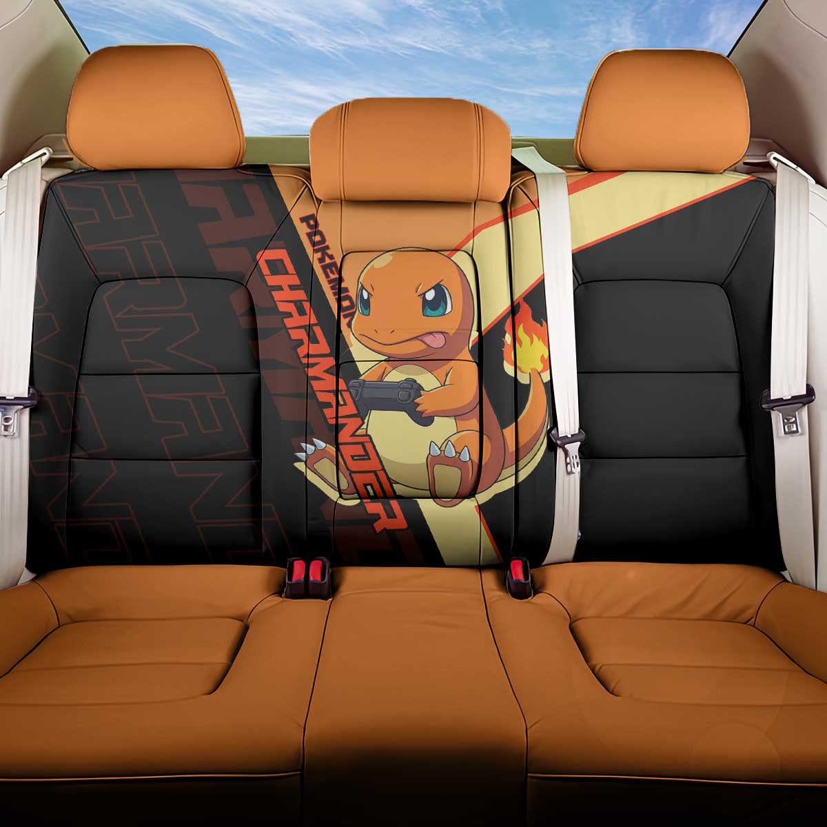 Charmander Poké Back Car Seat Cover Playful Retro Anime Style