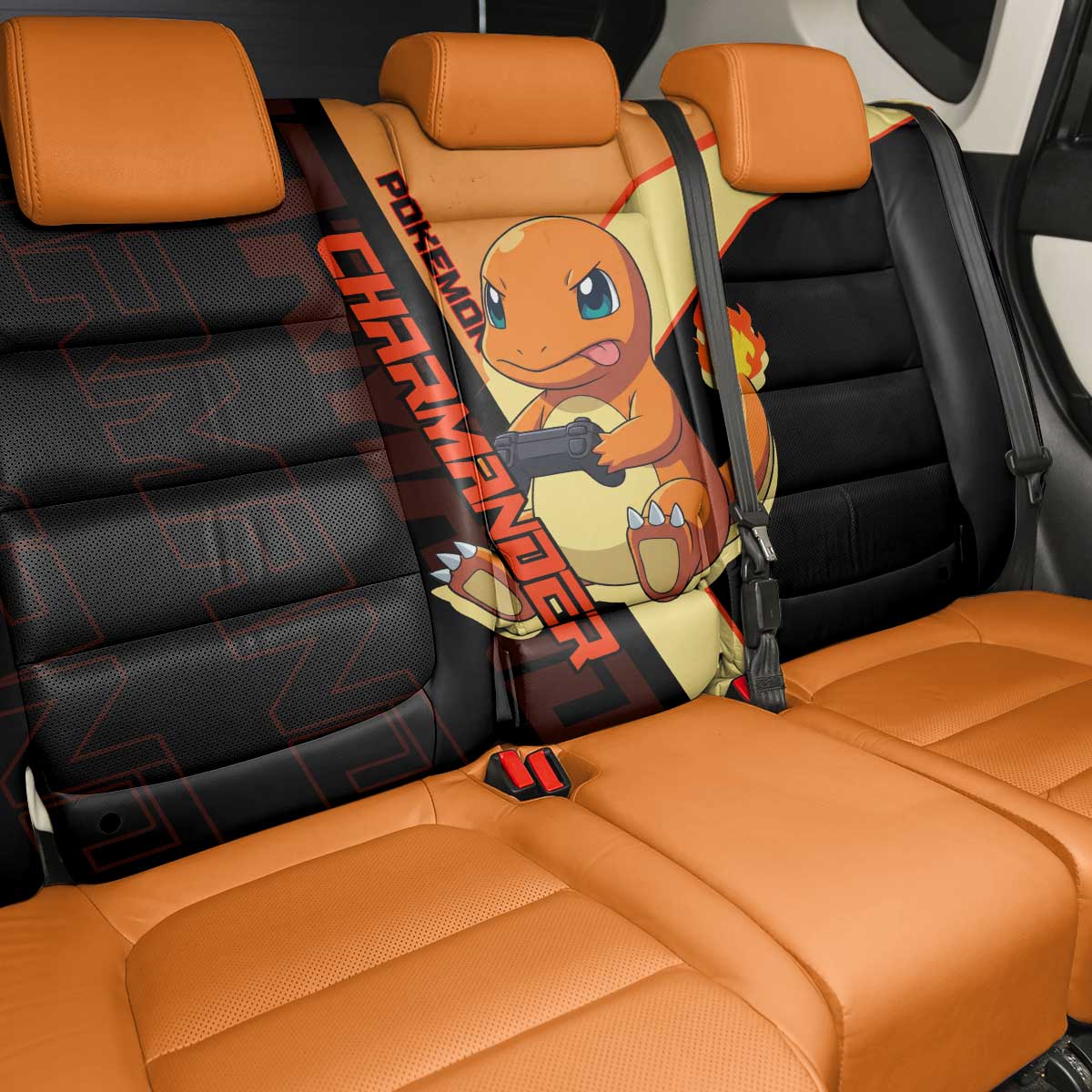Charmander Poké Back Car Seat Cover Playful Retro Anime Style