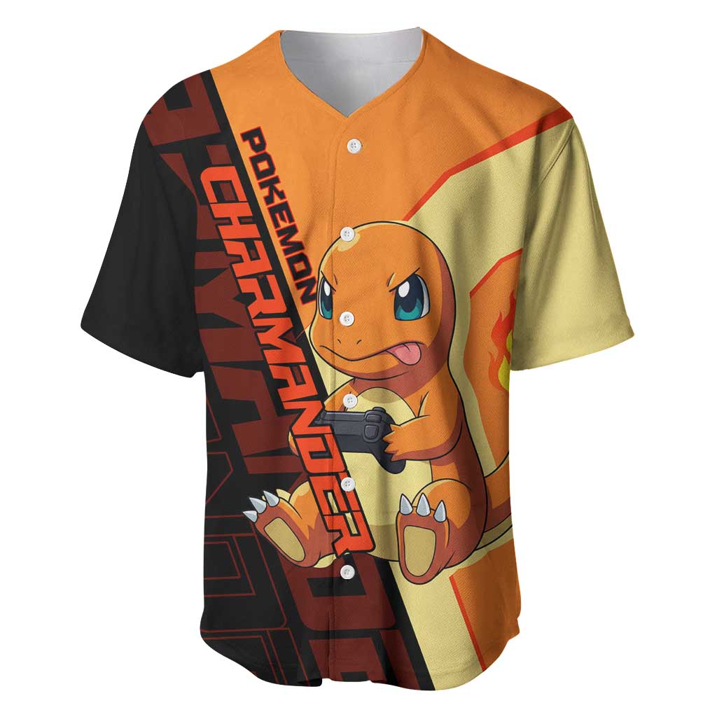 Charmander Poké Baseball Jersey Playful Retro Anime Style