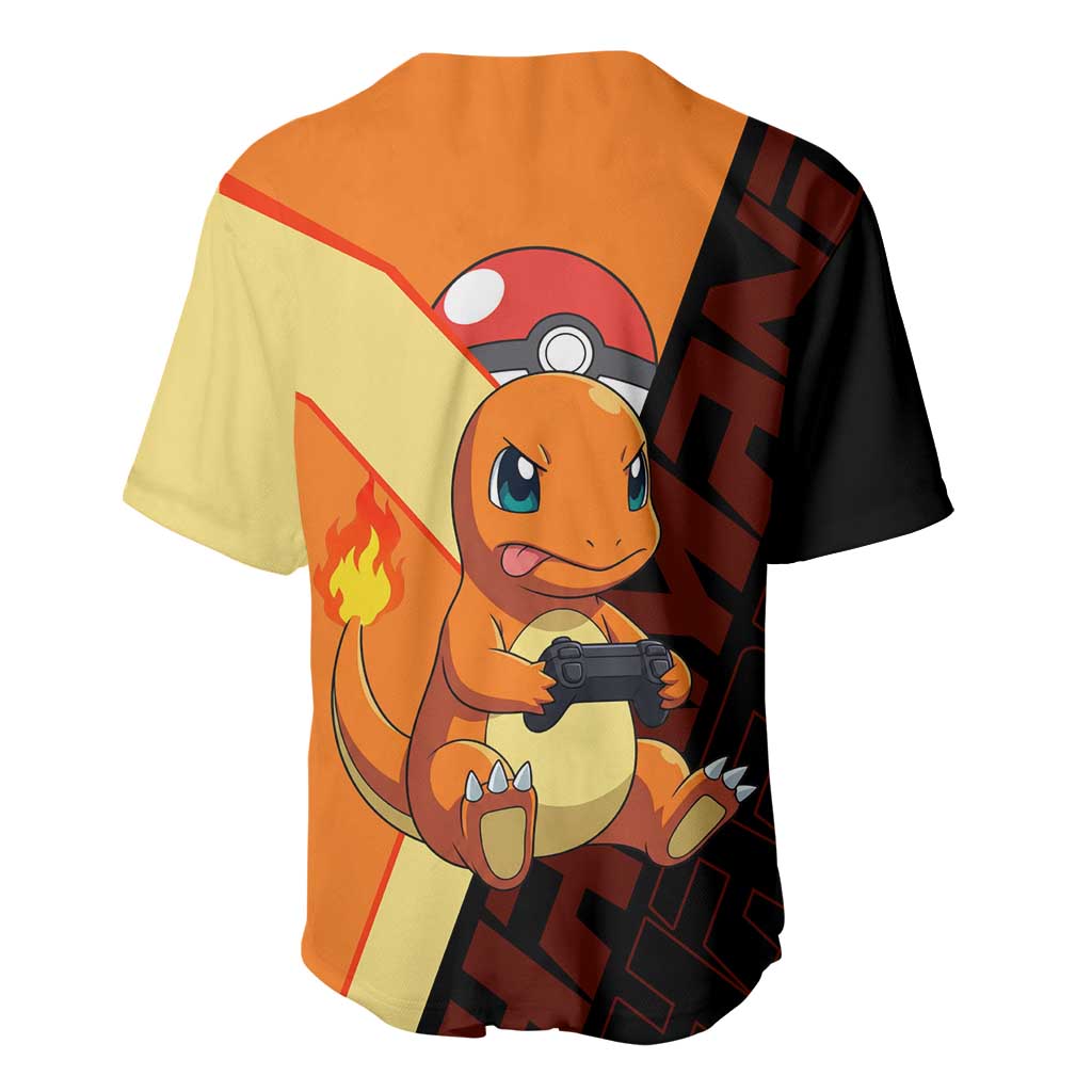Charmander Poké Baseball Jersey Playful Retro Anime Style