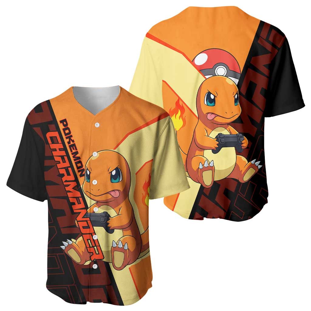 Charmander Poké Baseball Jersey Playful Retro Anime Style