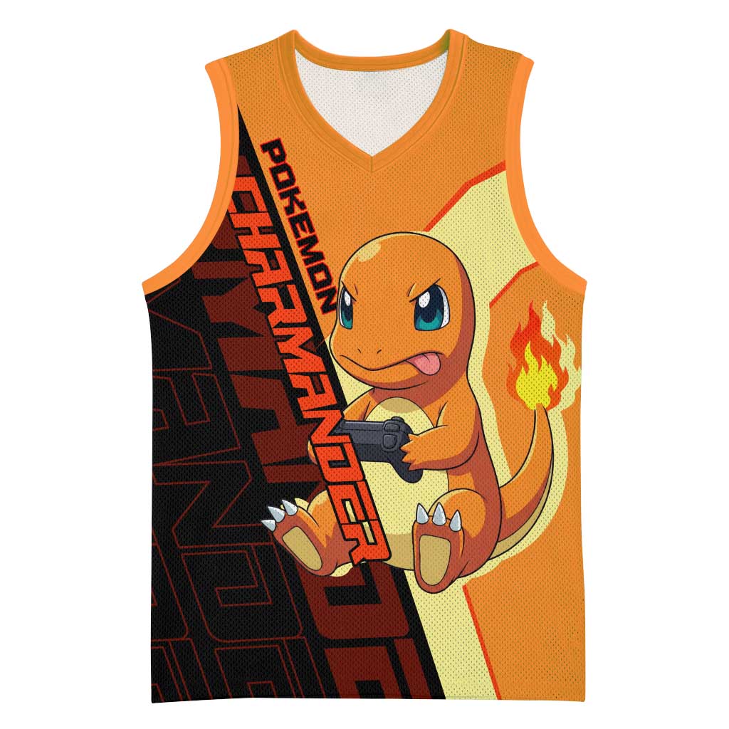 Charmander Poké Basketball Jersey Playful Retro Anime Style