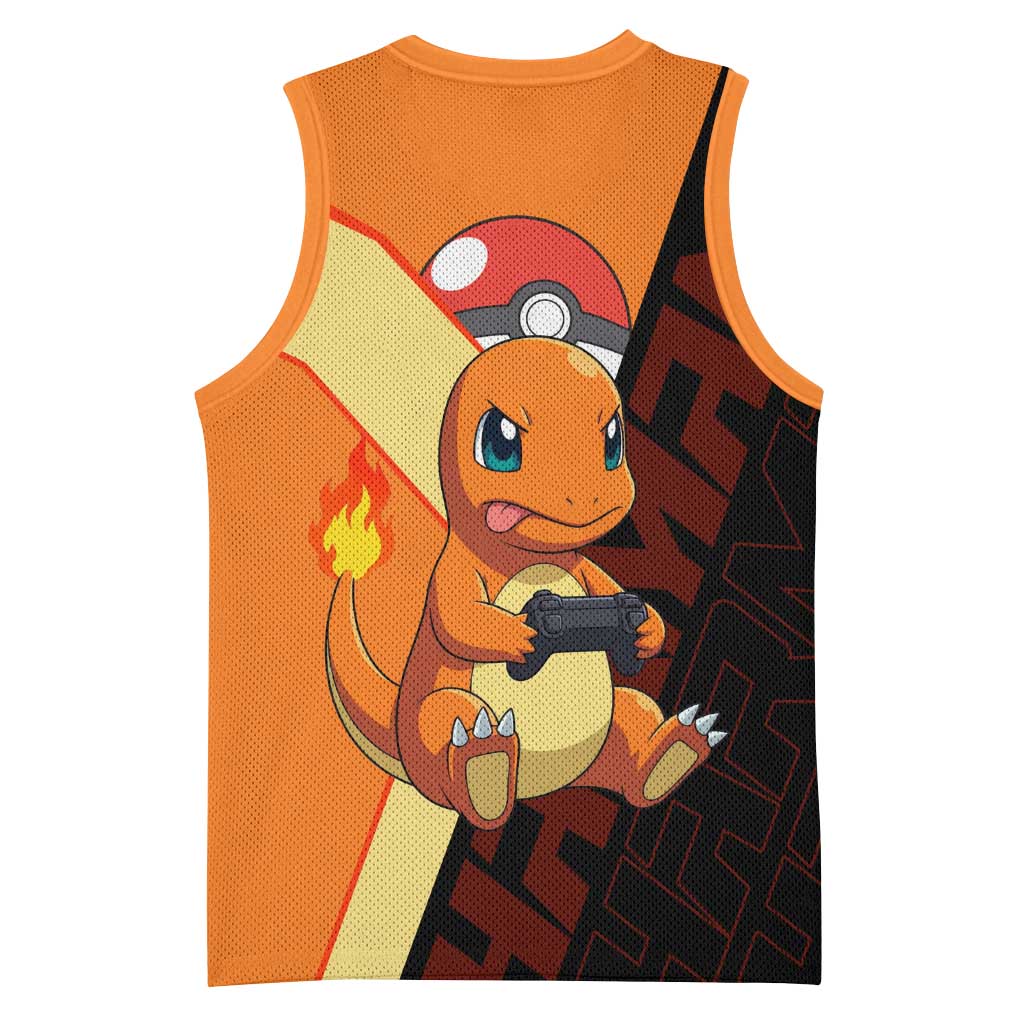 Charmander Poké Basketball Jersey Playful Retro Anime Style