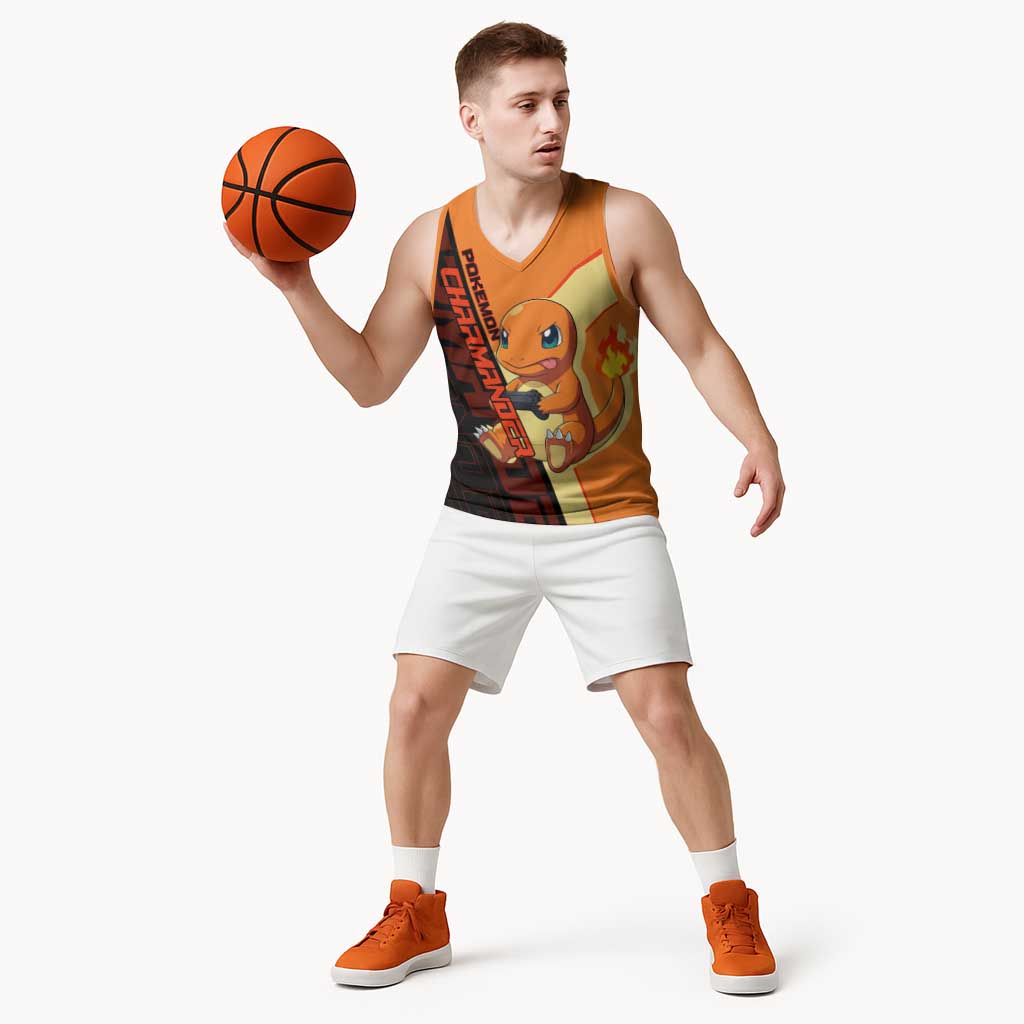 Charmander Poké Basketball Jersey Playful Retro Anime Style