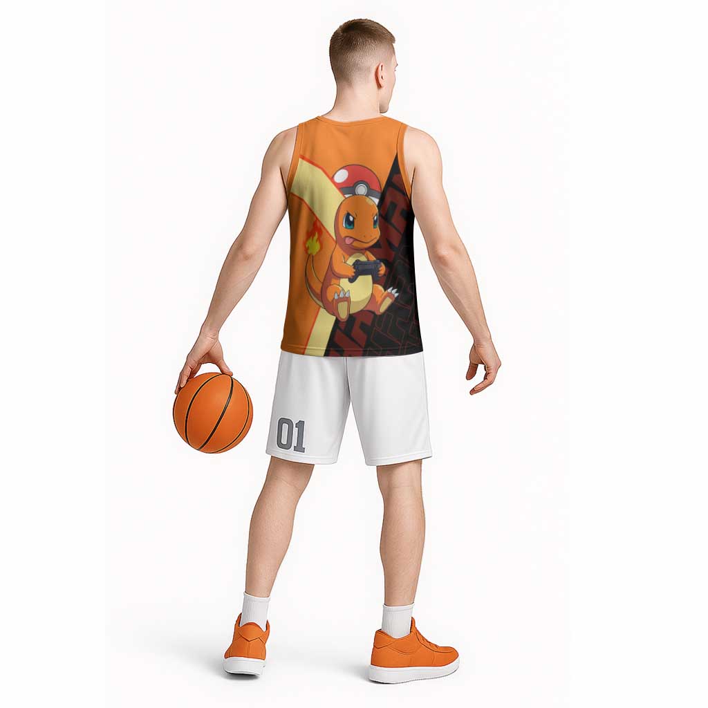 Charmander Poké Basketball Jersey Playful Retro Anime Style