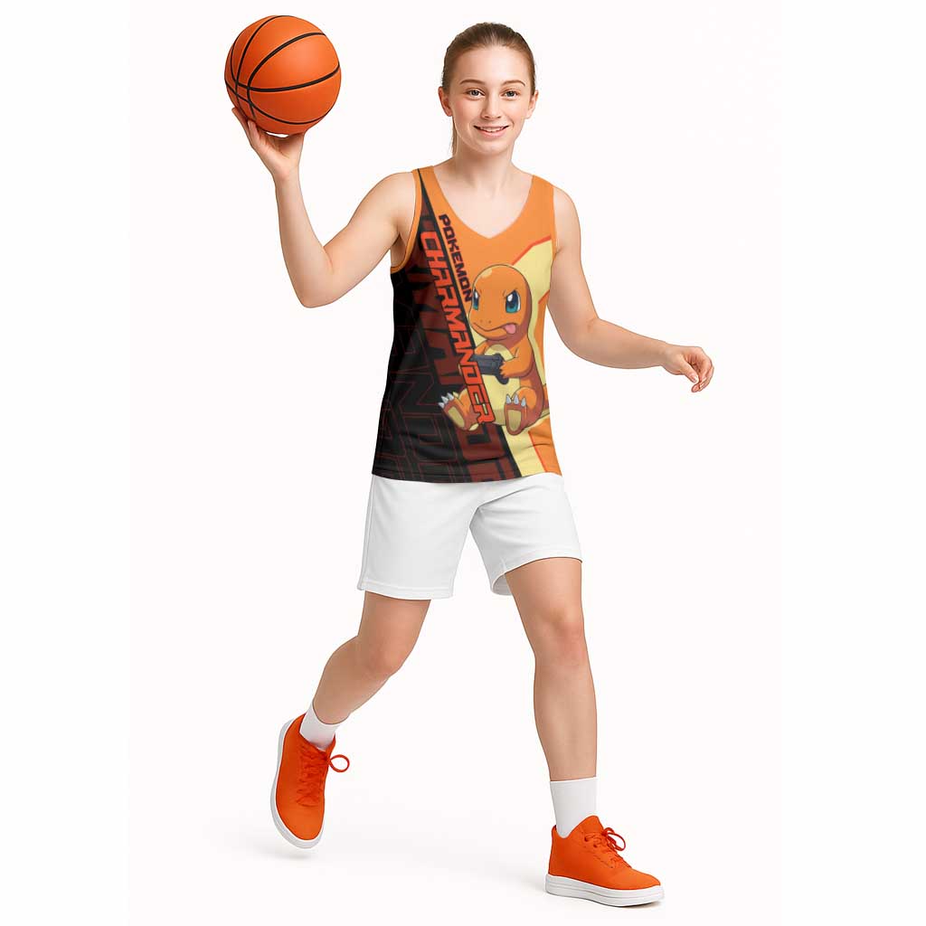 Charmander Poké Basketball Jersey Playful Retro Anime Style