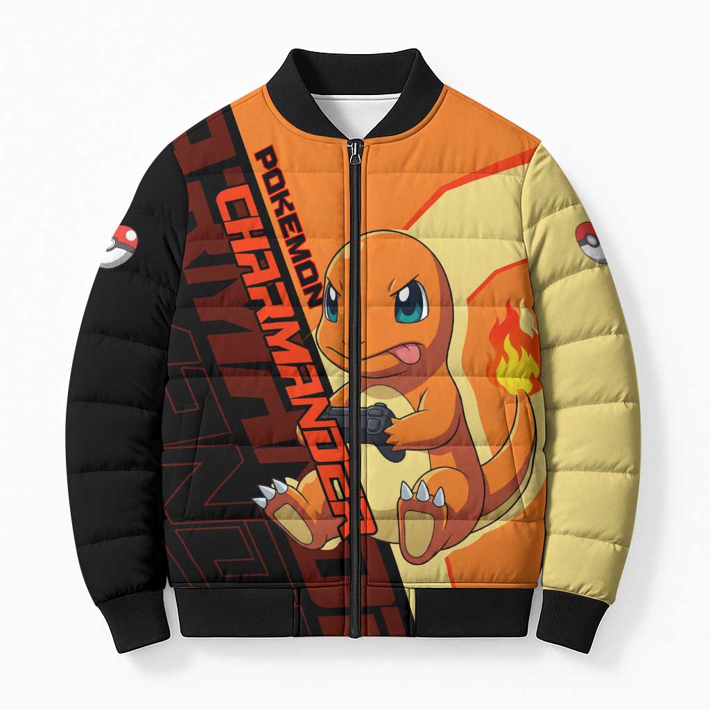 Charmander Poké Bomber Puffer Jacket Playful Retro Anime Style