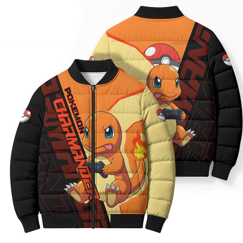 Charmander Poké Bomber Puffer Jacket Playful Retro Anime Style