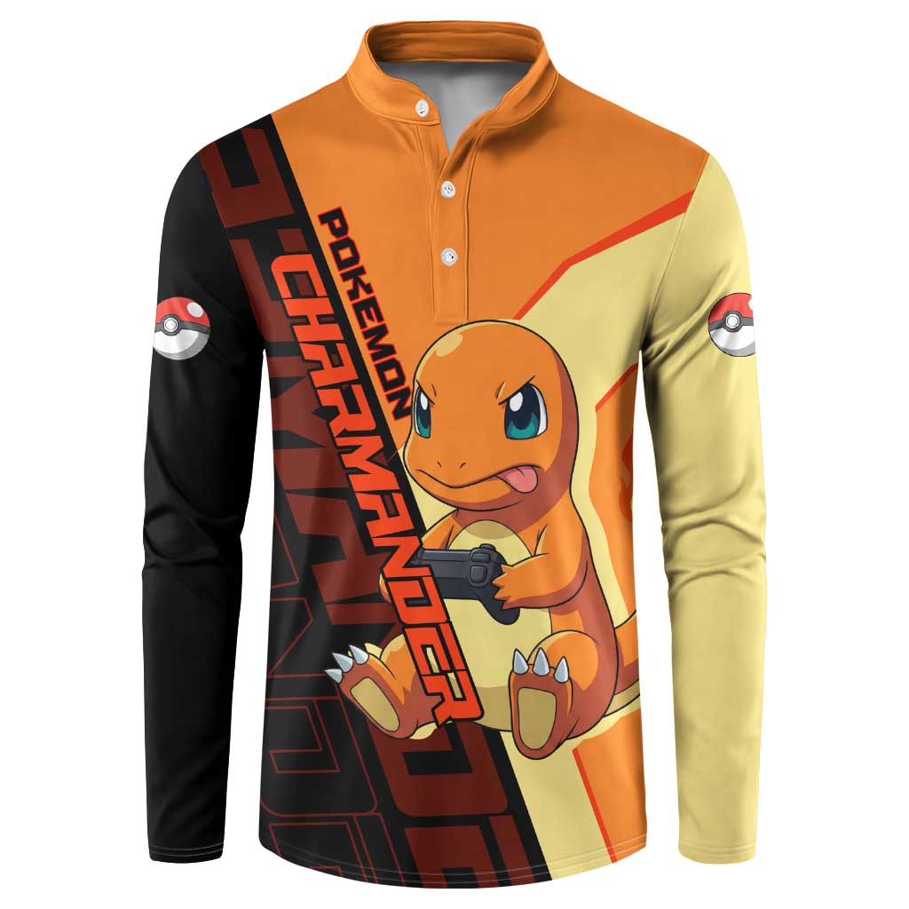 Charmander Poké Button Sweatshirt Playful Retro Anime Style