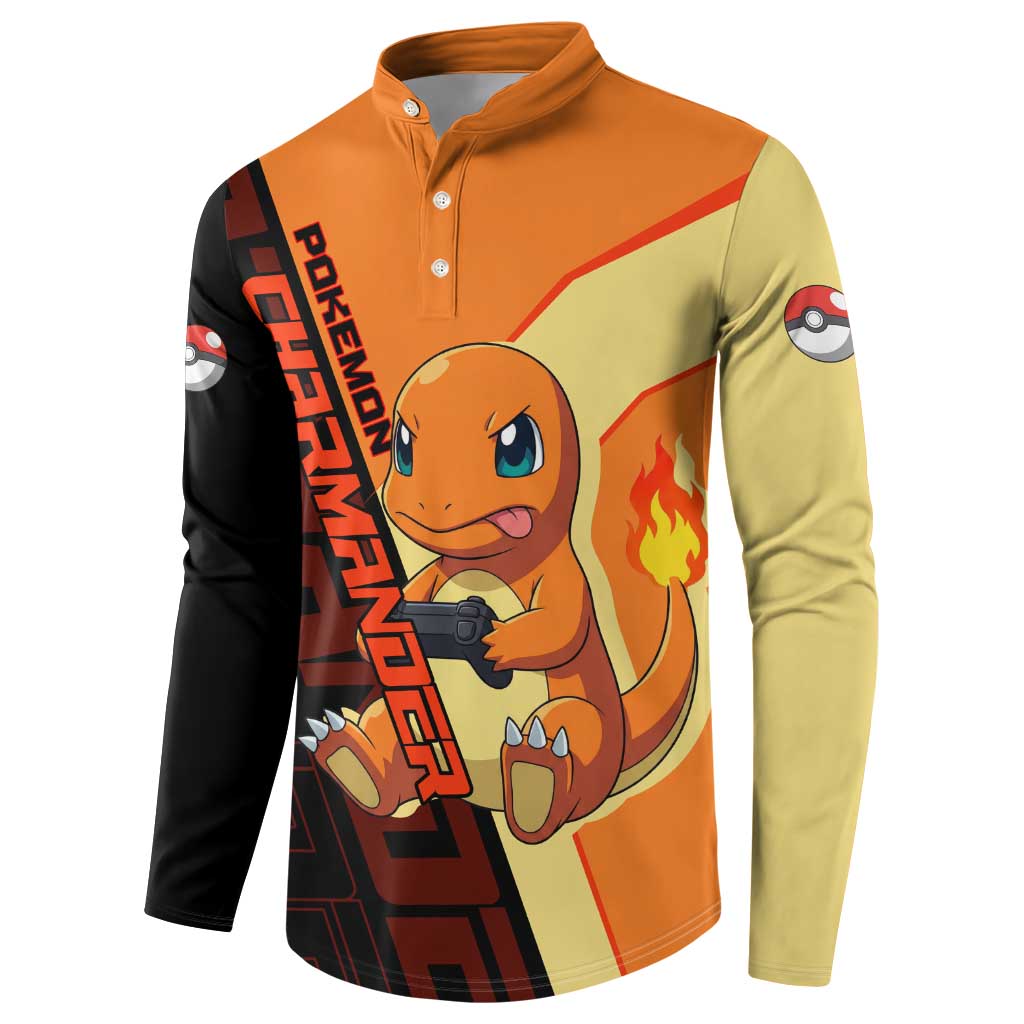 Charmander Poké Button Sweatshirt Playful Retro Anime Style