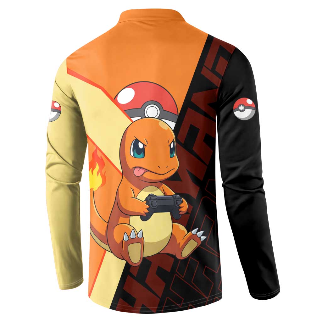 Charmander Poké Button Sweatshirt Playful Retro Anime Style