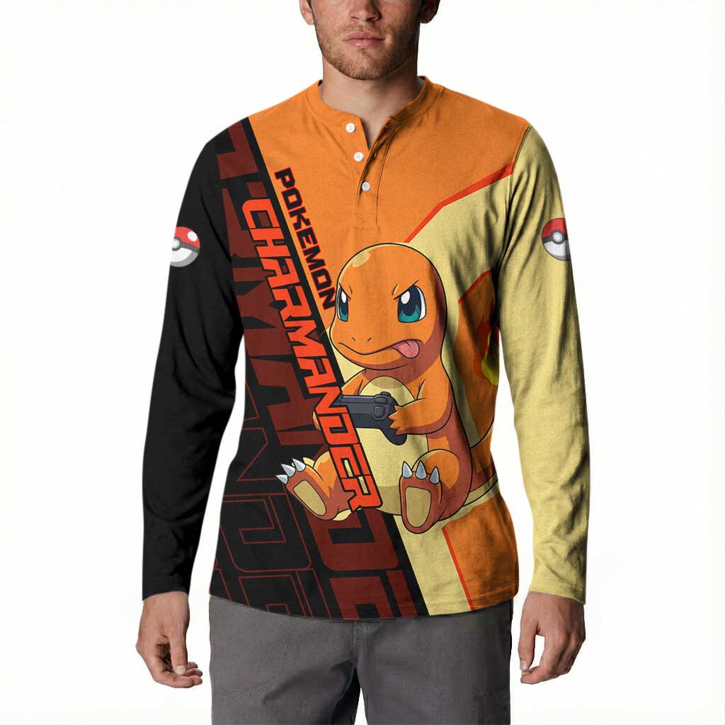 Charmander Poké Button Sweatshirt Playful Retro Anime Style