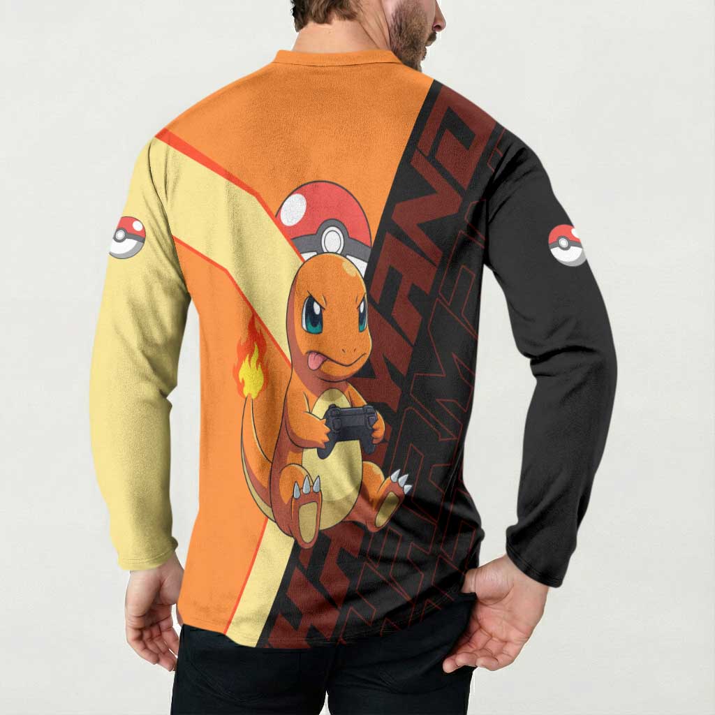 Charmander Poké Button Sweatshirt Playful Retro Anime Style