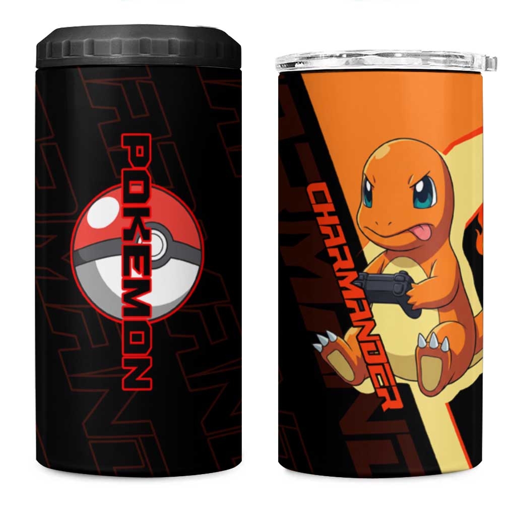 Charmander Poké 4 in 1 Can Cooler Tumbler Playful Retro Anime Style