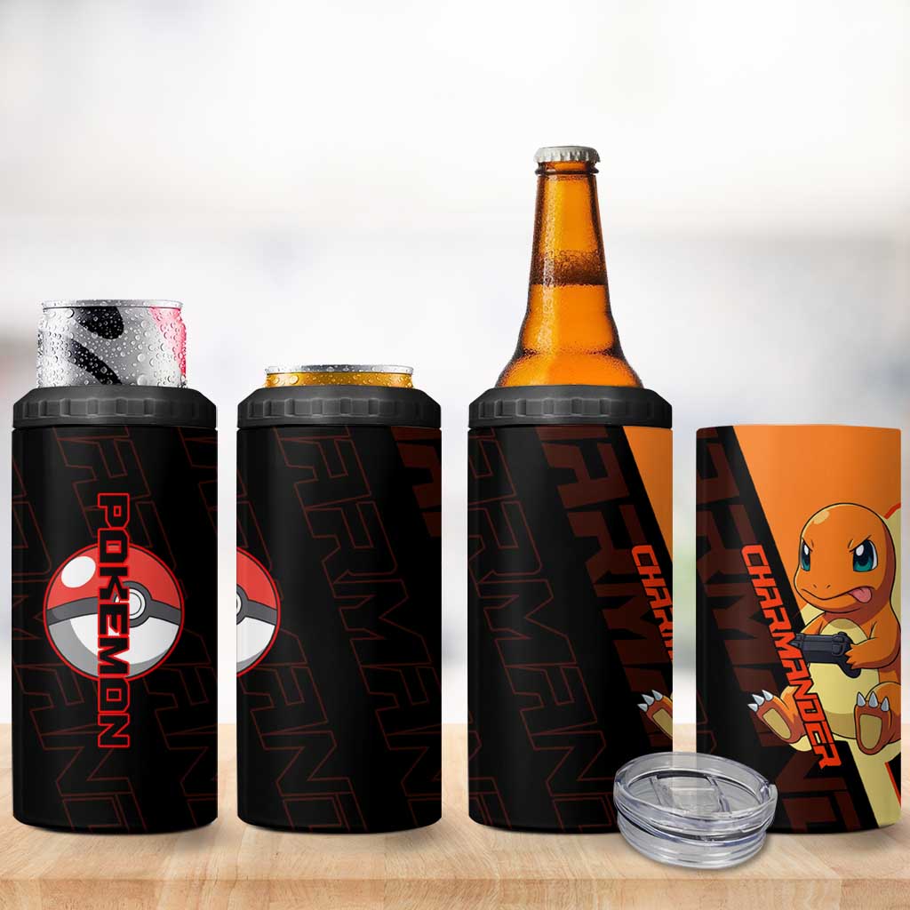 Charmander Poké 4 in 1 Can Cooler Tumbler Playful Retro Anime Style
