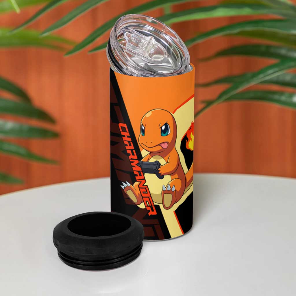 Charmander Poké 4 in 1 Can Cooler Tumbler Playful Retro Anime Style
